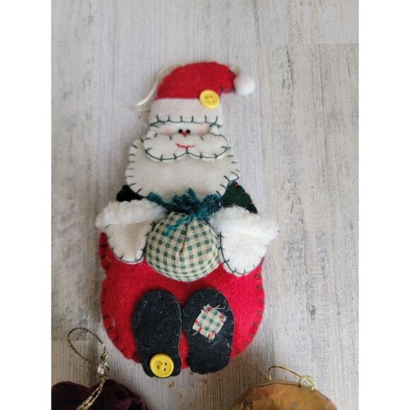 Santa Claus face Golden variety toy bag ornament set Xmas rustic - Picture 8 of 12